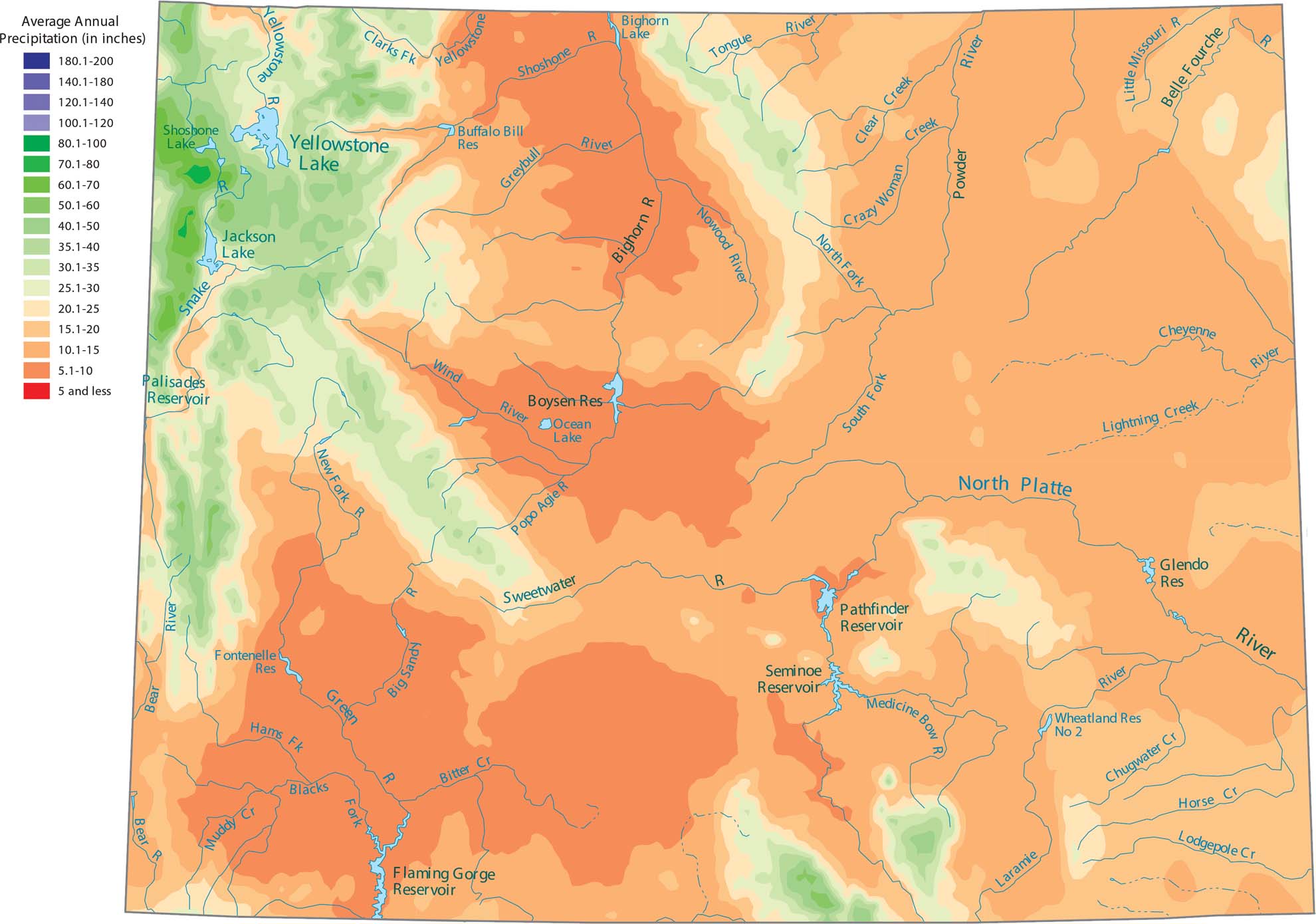 Wyoming Precipitation Map