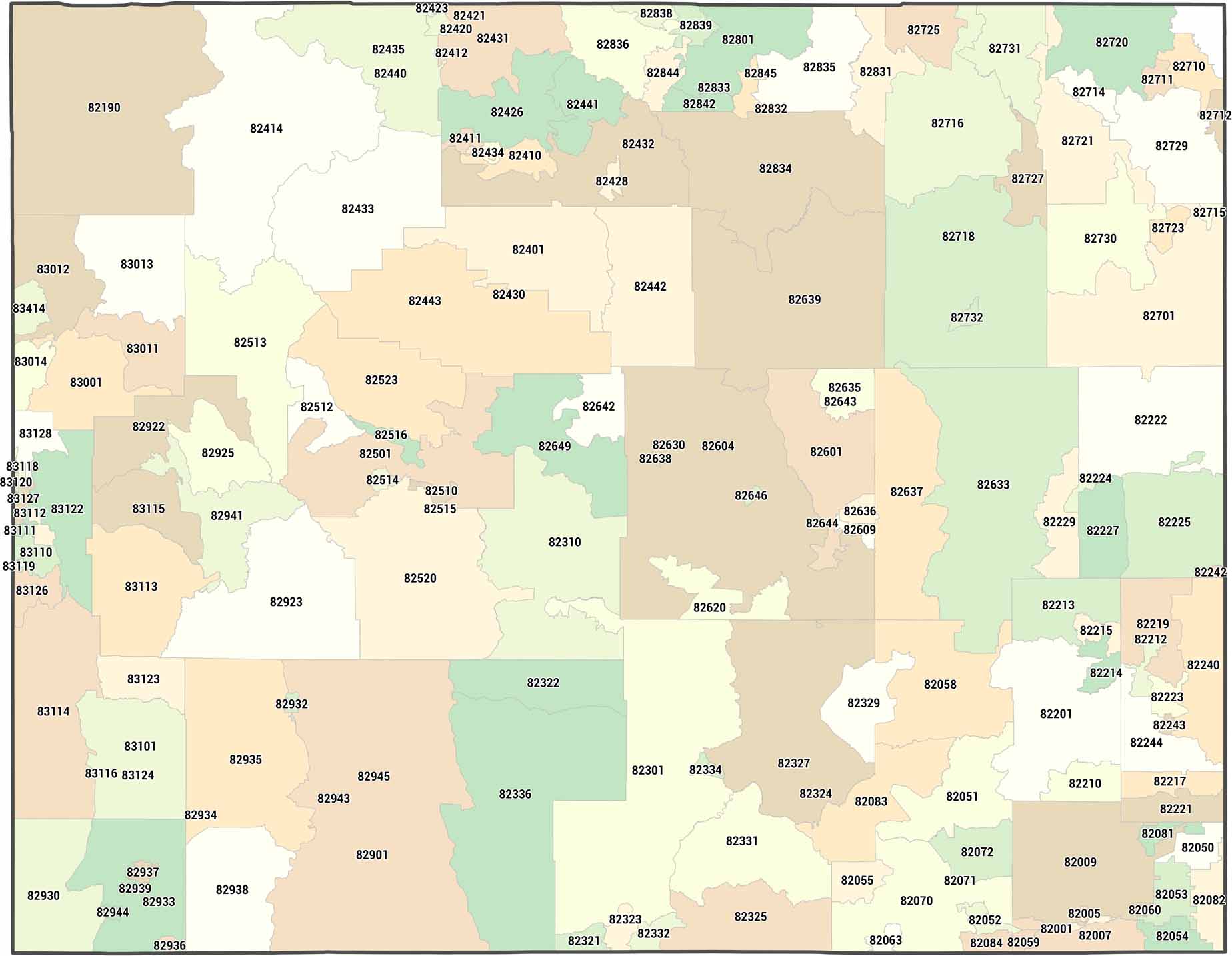 Wyoming Zip Code Map