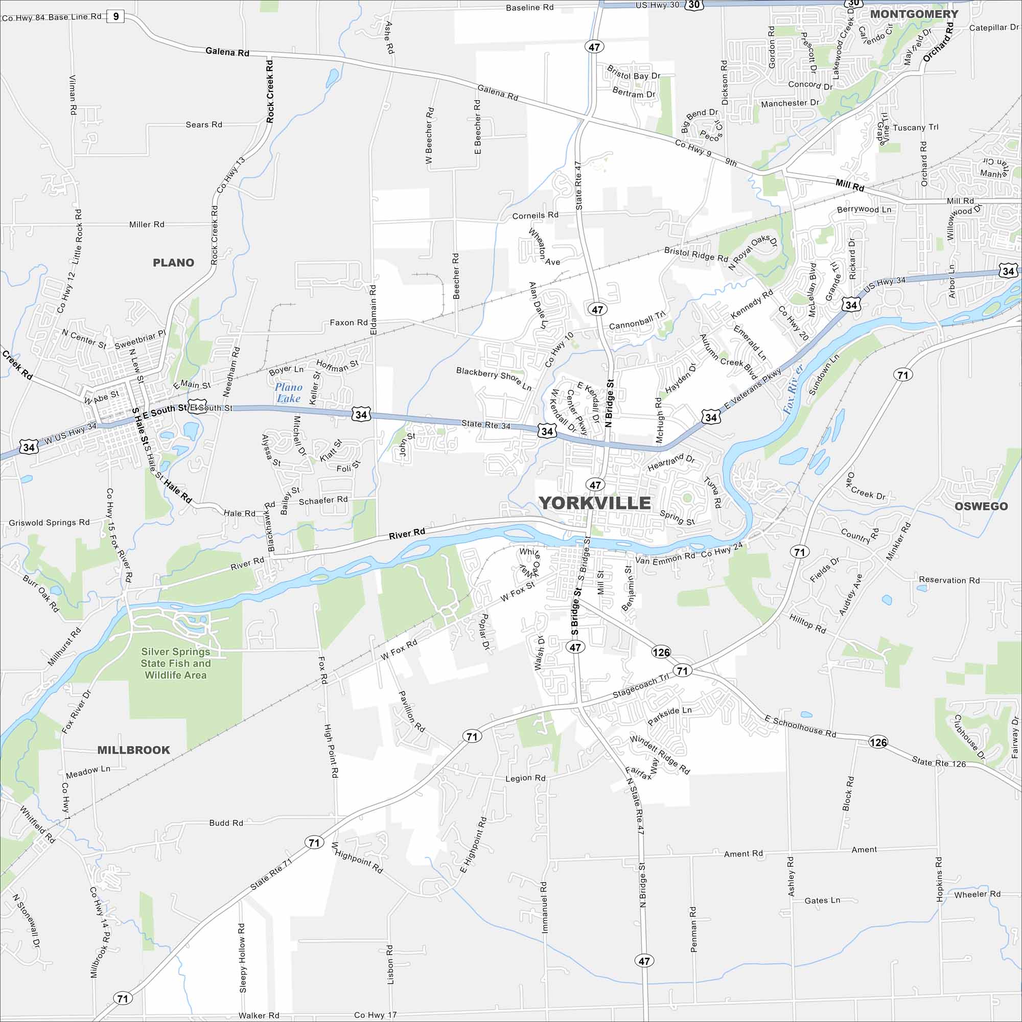 Yorkville Map Illinois